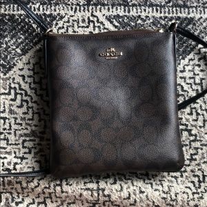Brown & black coach signature hand bag
